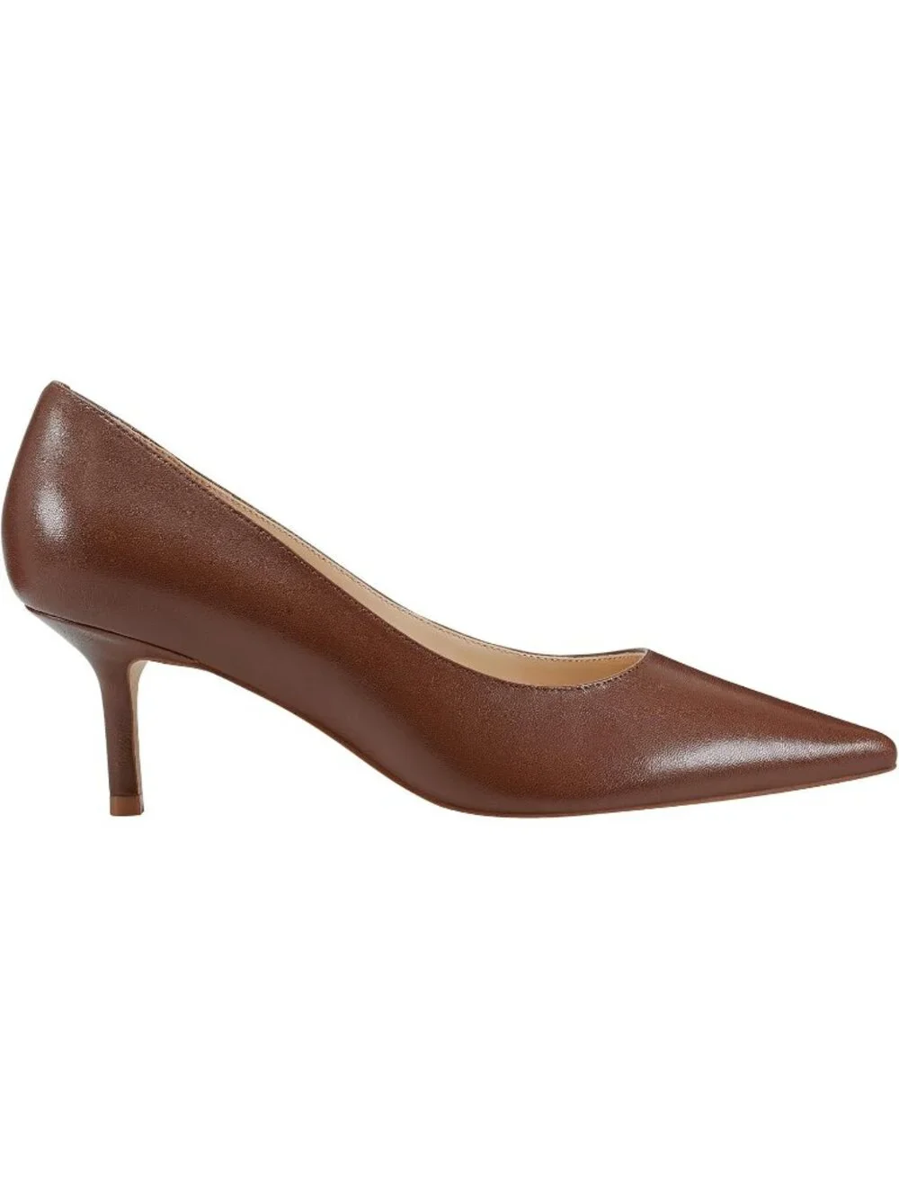 Women's Medium Brown Leather Pointed Toe Alola Casual Pumps Pull On Heel Shoes